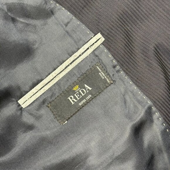 S. Cohen Suit 2pc Striped REDA 130s Wool Italy Navy Blue 46R 40x31 - Picture 7 of 14